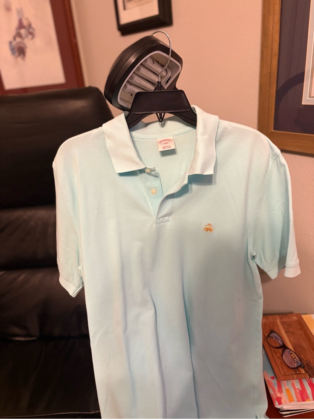 Brooks Brothers Mint Green Polo with Gold Embroidered Logo